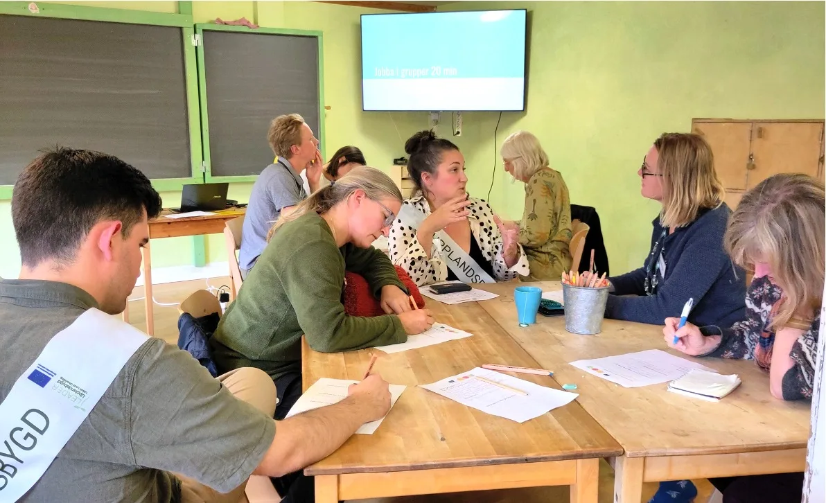 Workshop beskuren1 Upplandsbygd workshop om att skapa projekt på Omställningsforum i Uppsala.
